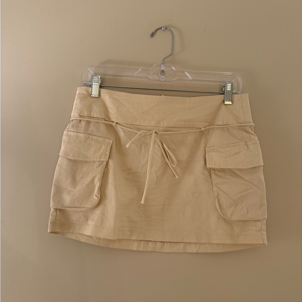 Linen cargo skirt